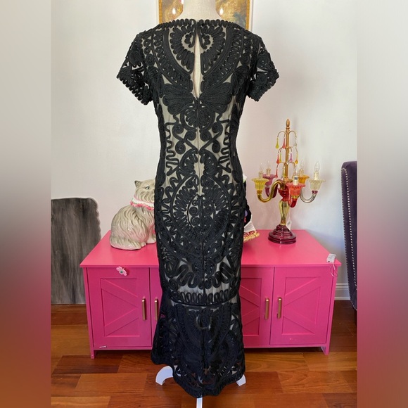 JS COLLECTIONS BLACK NUDE SOUTACHE MERMAID PARTY HOLIDAY GOWN MAXI SIZE 8 - Picture 5 of 9